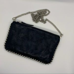 Clutch crossbody with silver chain
